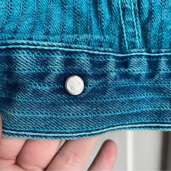 Vintage Rare 70s Over-dyed Blue Teal Pinstripe Type III Levi’s Denim Jacket - Picture 7 of 8